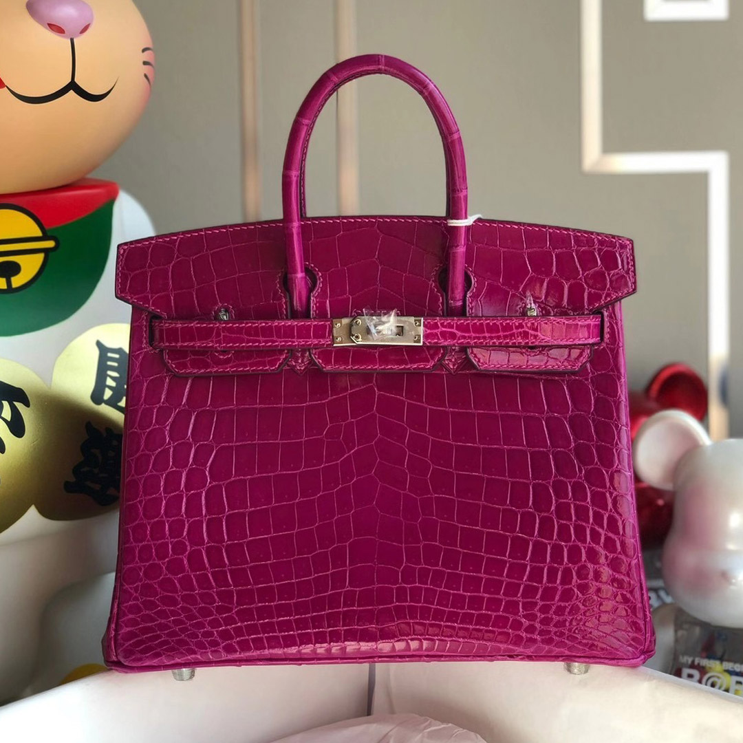 Hong Kong Hermès Birkin 25cm 亮面兩點尼羅鱷魚 J5 Rose Shéhérazade 天方夜譚粉紫