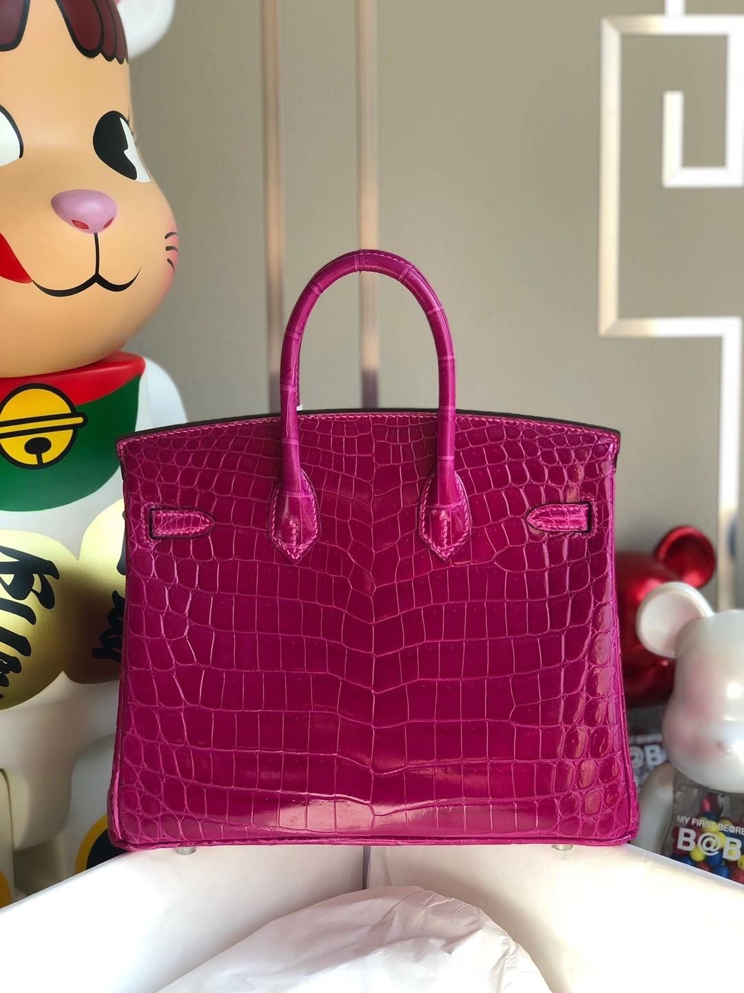 Hong Kong Hermès Birkin 25cm 亮面兩點尼羅鱷魚 J5 Rose Shéhérazade 天方夜譚粉紫