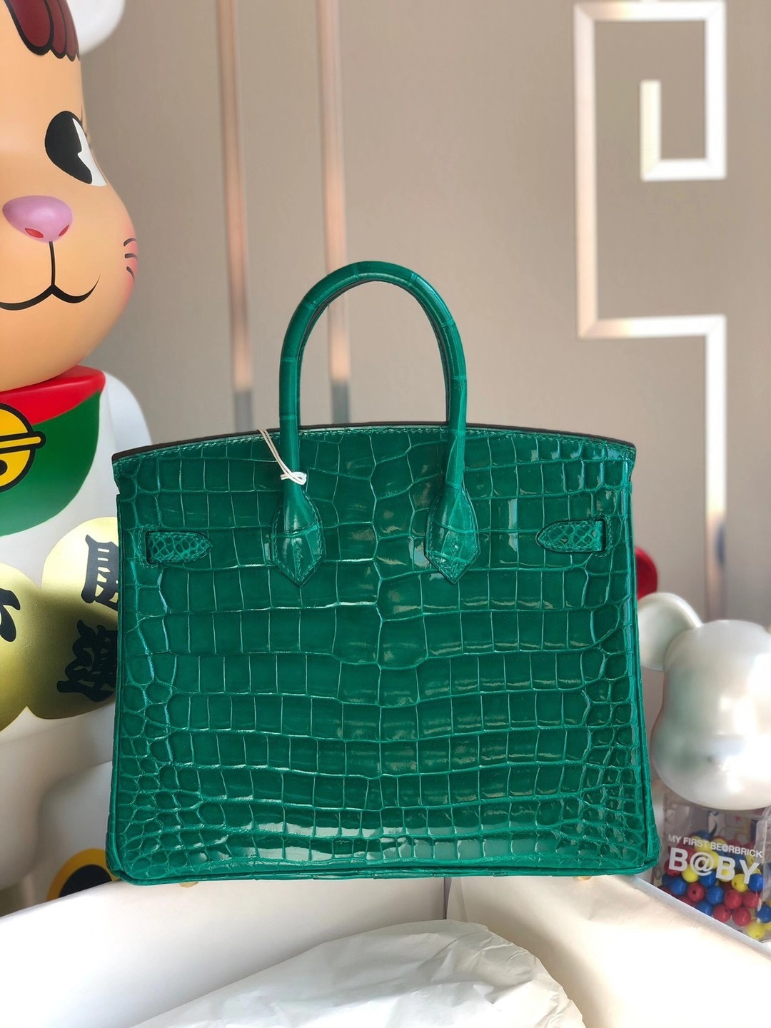 香港西貢區將軍澳 調景嶺 Hermes Birkin 25cm 6Q翡翠綠 Vert Emeraude 兩點尼羅供珠鱷魚