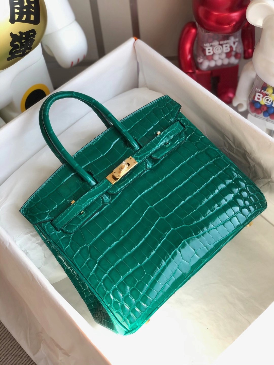 香港西貢區將軍澳 調景嶺 Hermes Birkin 25cm 6Q翡翠綠 Vert Emeraude 兩點尼羅供珠鱷魚