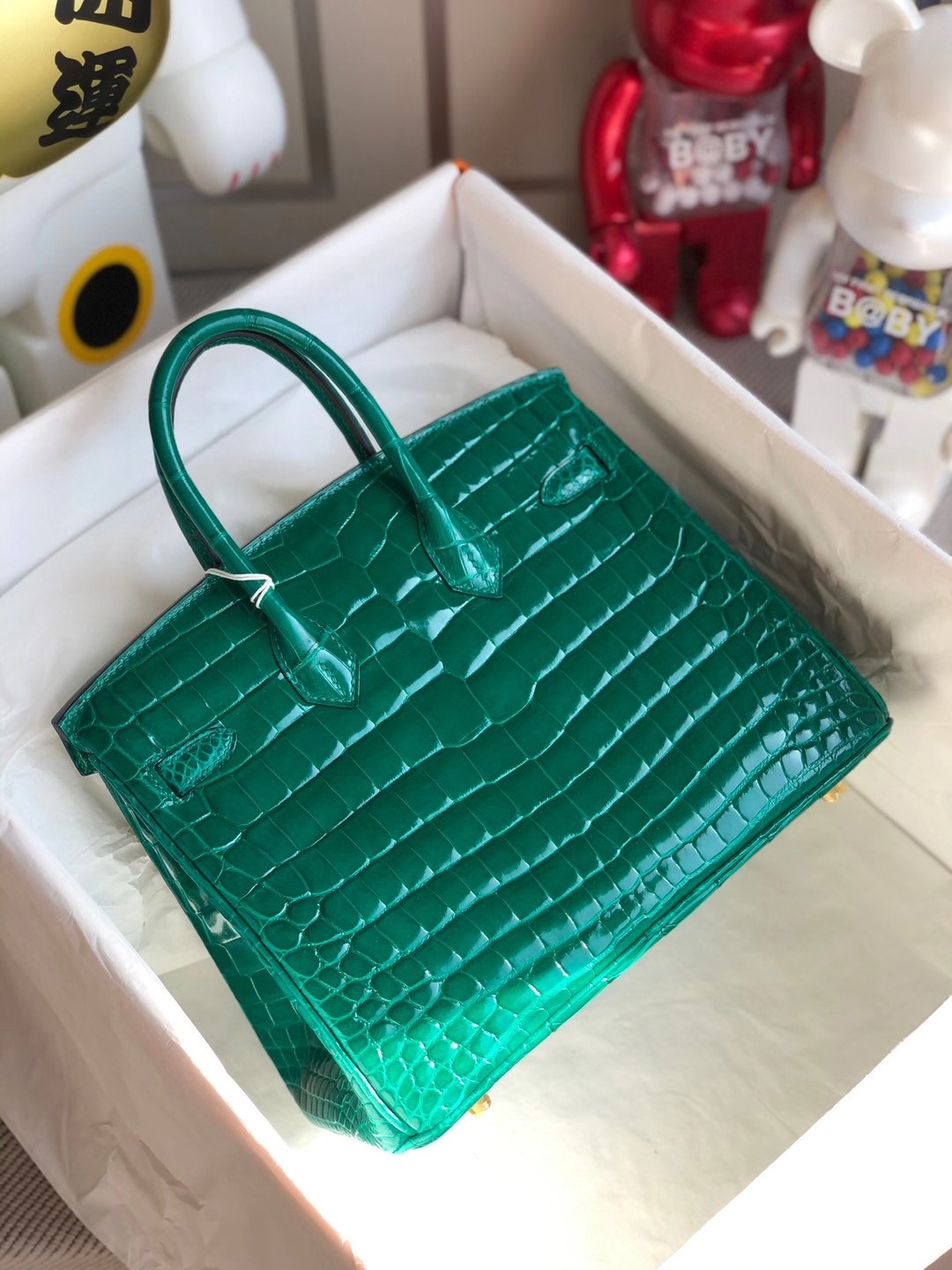 香港西貢區將軍澳 調景嶺 Hermes Birkin 25cm 6Q翡翠綠 Vert Emeraude 兩點尼羅供珠鱷魚