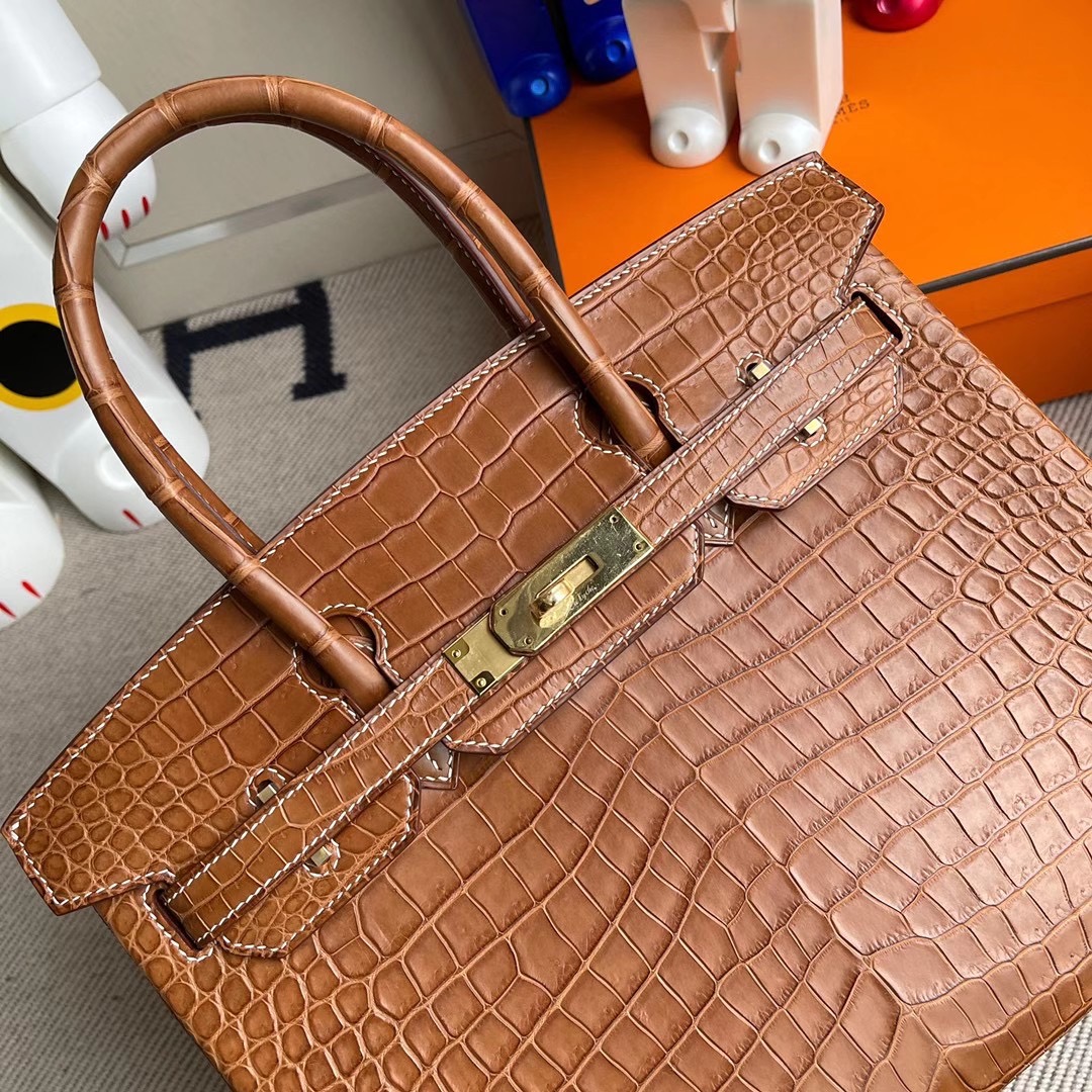 香港東區柴灣 東區太古 Hermes Birkin 30cm 霧面倒V澳洲灣鱷 CK37金棕色 Gold