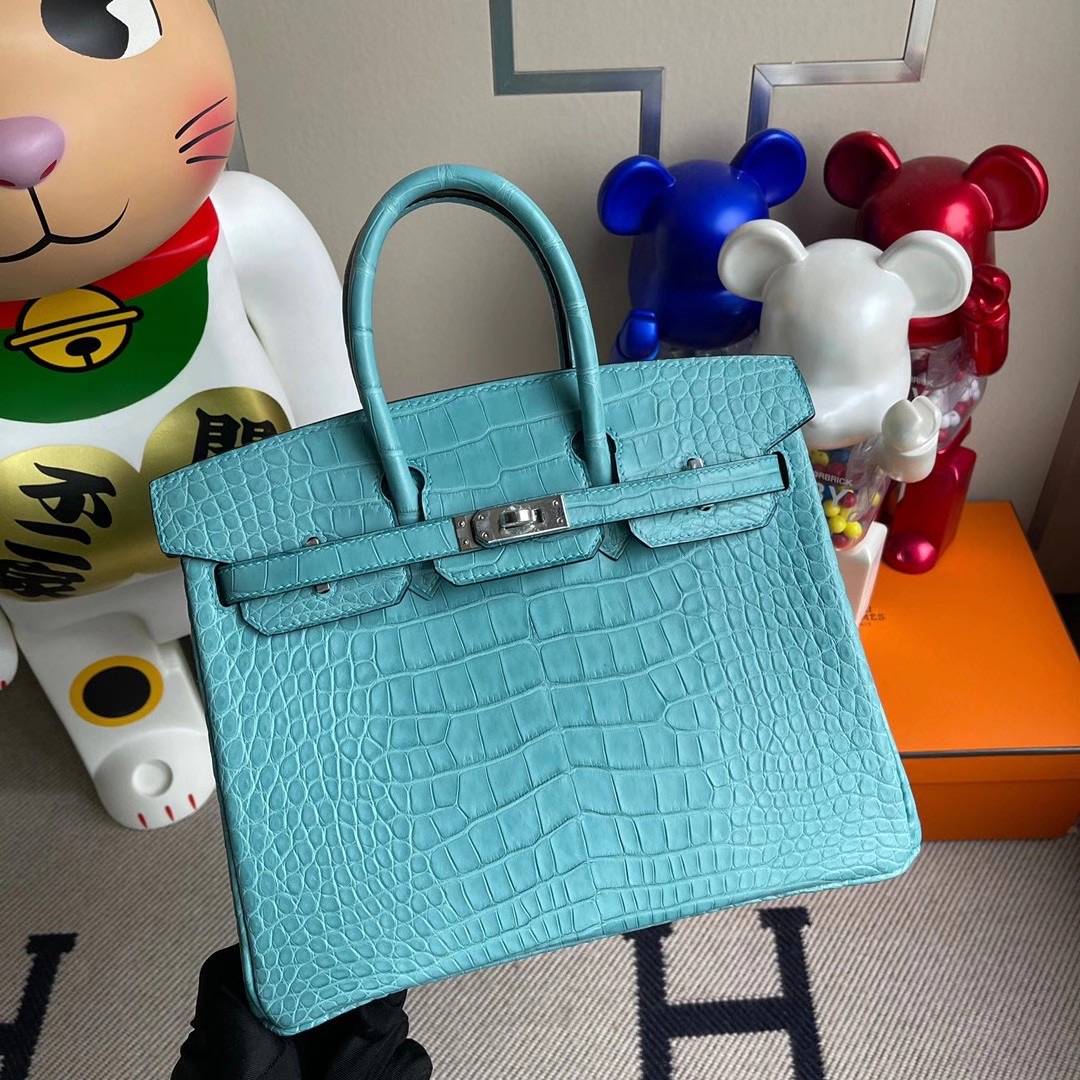 香港東區西河灣愛馬仕鉑金包 Hermes Birkin 25cm 美洲鱷魚 3Z bleu Saint-Cyr 聖西爾藍