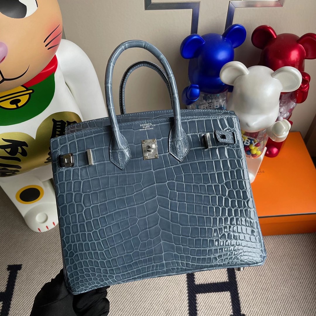 臺灣新北市林口區 Hermes Birkin 25cm 兩點 尼羅鱷魚 CK75 牛仔藍 Blue Jean