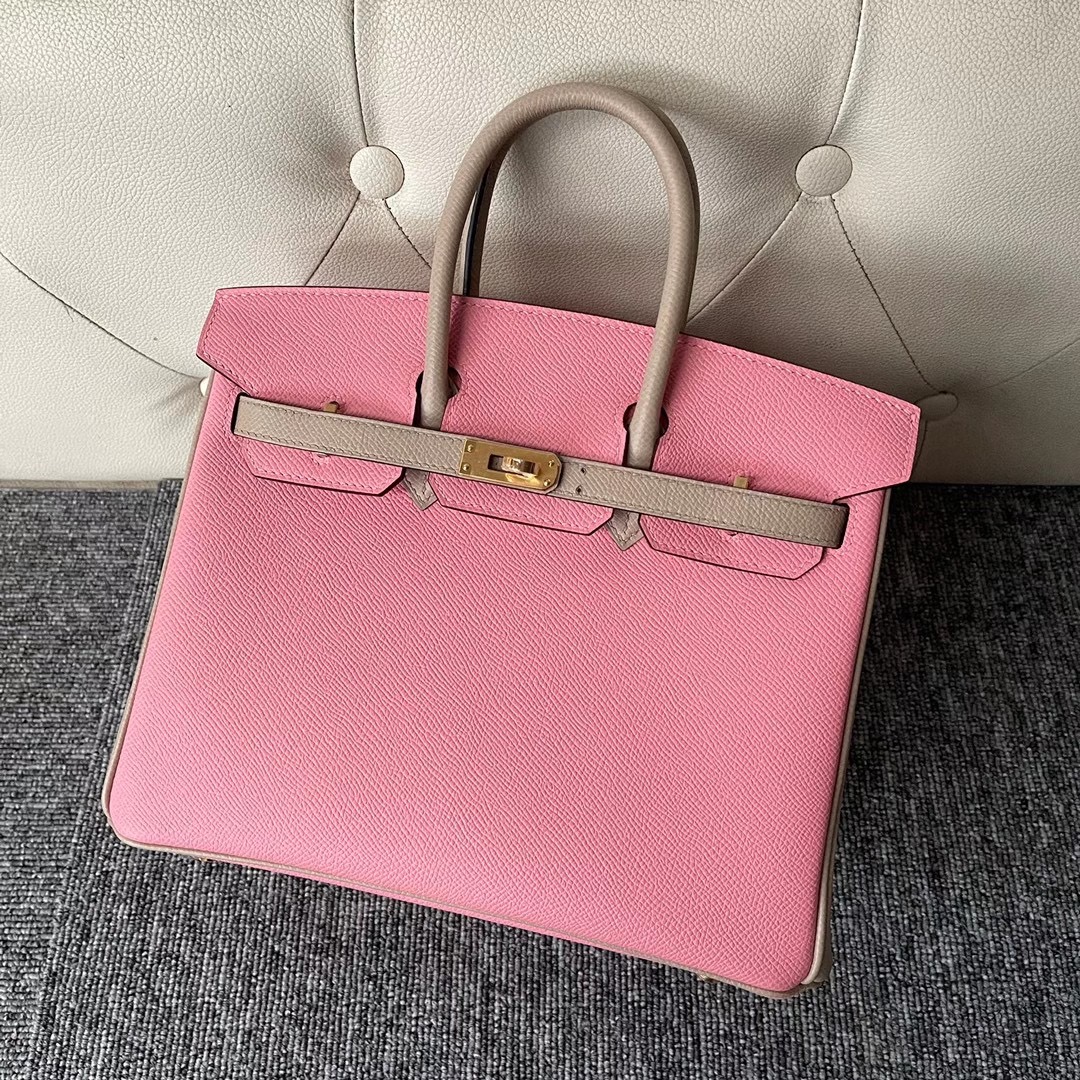 臺灣臺中市 Hermes Birkin 25cm HSS Epsom 1Q Rose Confetti S2 Trench 拉絲金扣