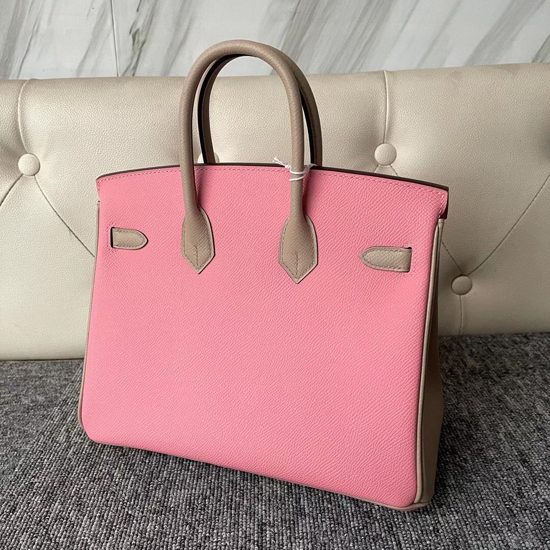 臺灣臺中市 Hermes Birkin 25cm HSS Epsom 1Q Rose Confetti S2 Trench 拉絲金扣