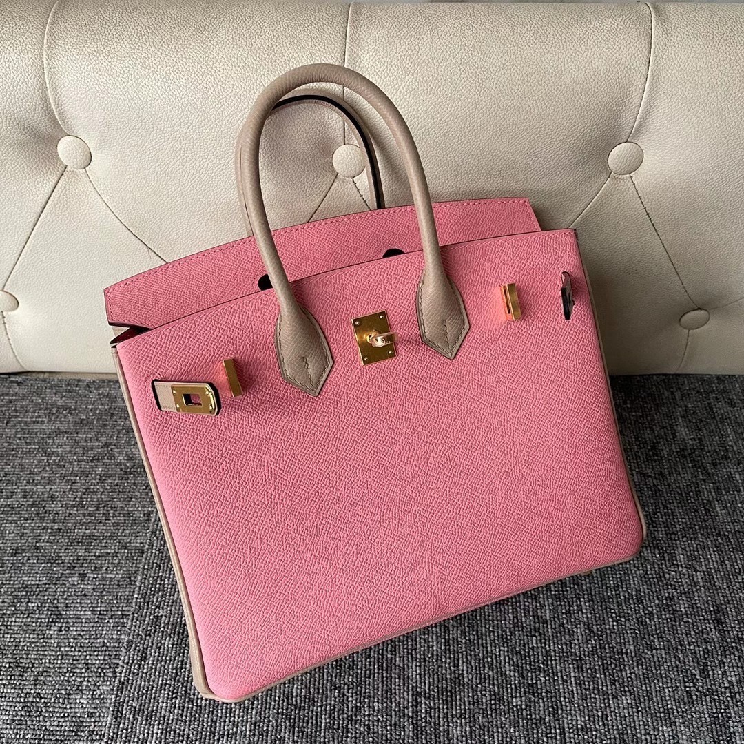 臺灣臺中市 Hermes Birkin 25cm HSS Epsom 1Q Rose Confetti S2 Trench 拉絲金扣