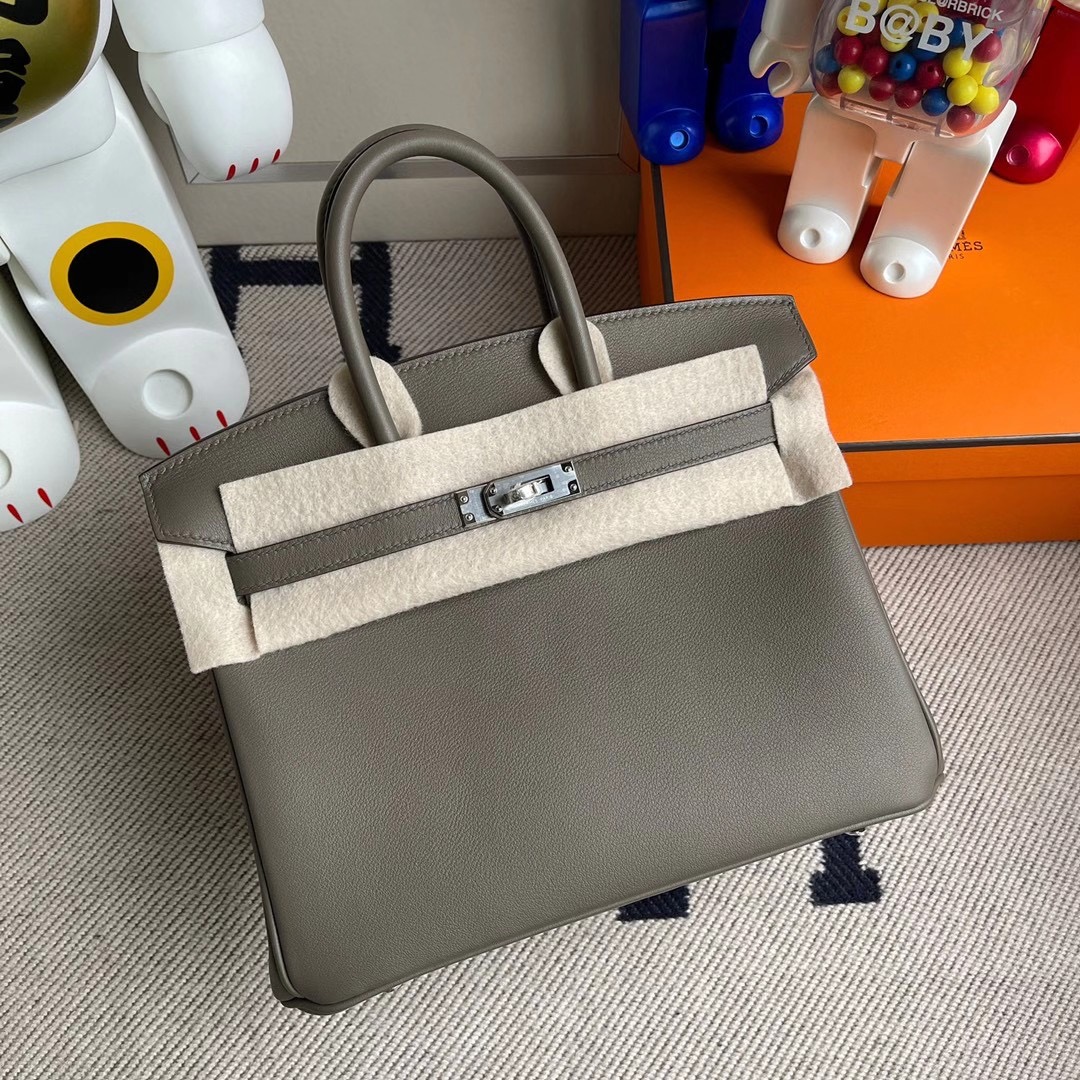 臺中市大安區 愛馬仕鉑金包多少錢 Hermes Birkin 25cm Swift 8F Etain 錫器灰