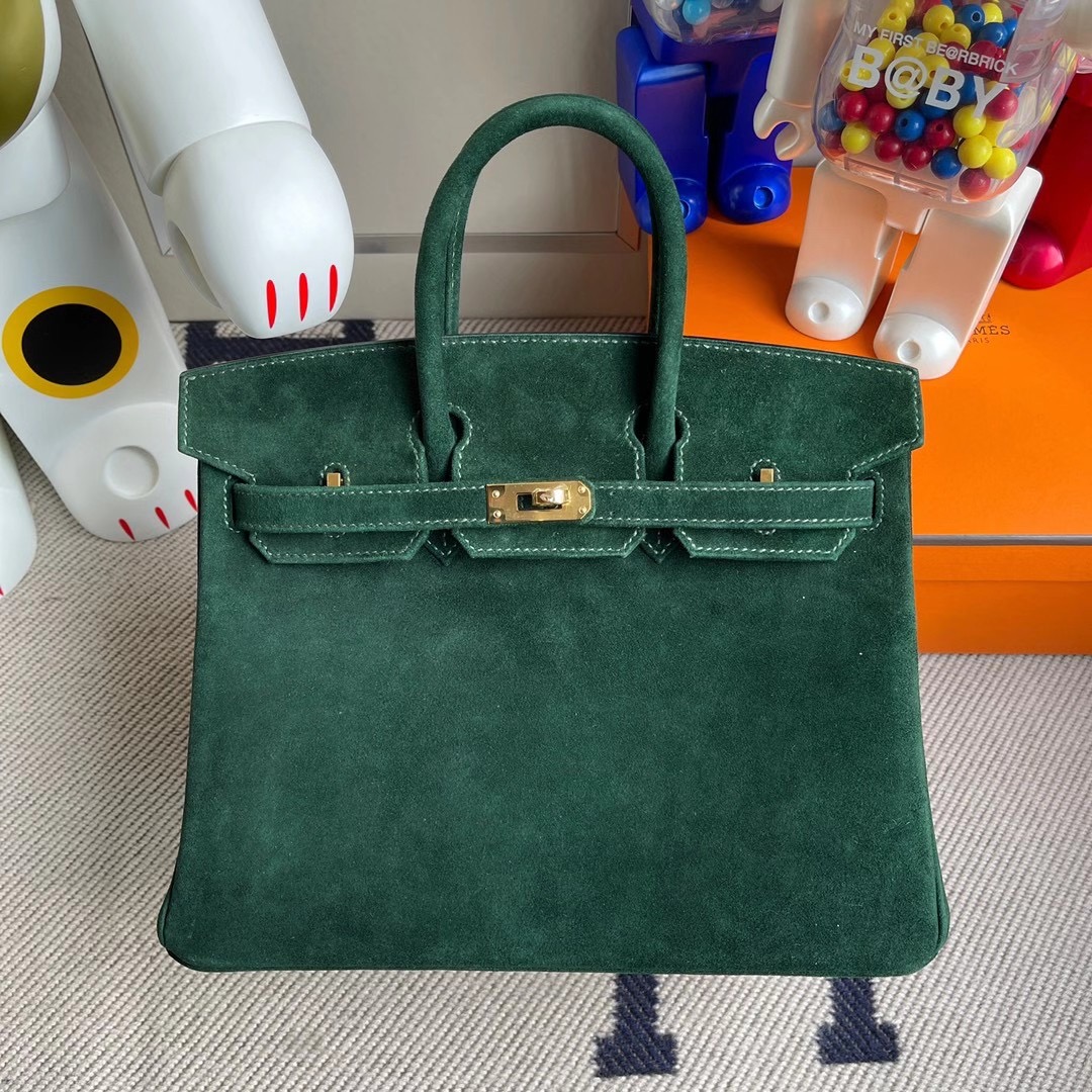 新北市土城區 Hermes Birkin 25cm Boblis Suede 羊皮反絨 麂皮 2Q Vert Anglais 英國綠