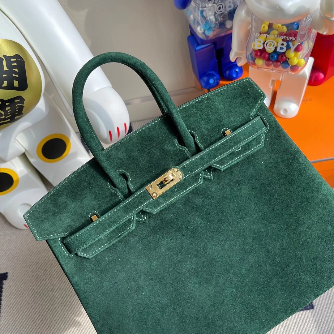 新北市土城區 Hermes Birkin 25cm Boblis Suede 羊皮反絨 麂皮 2Q Vert Anglais 英國綠