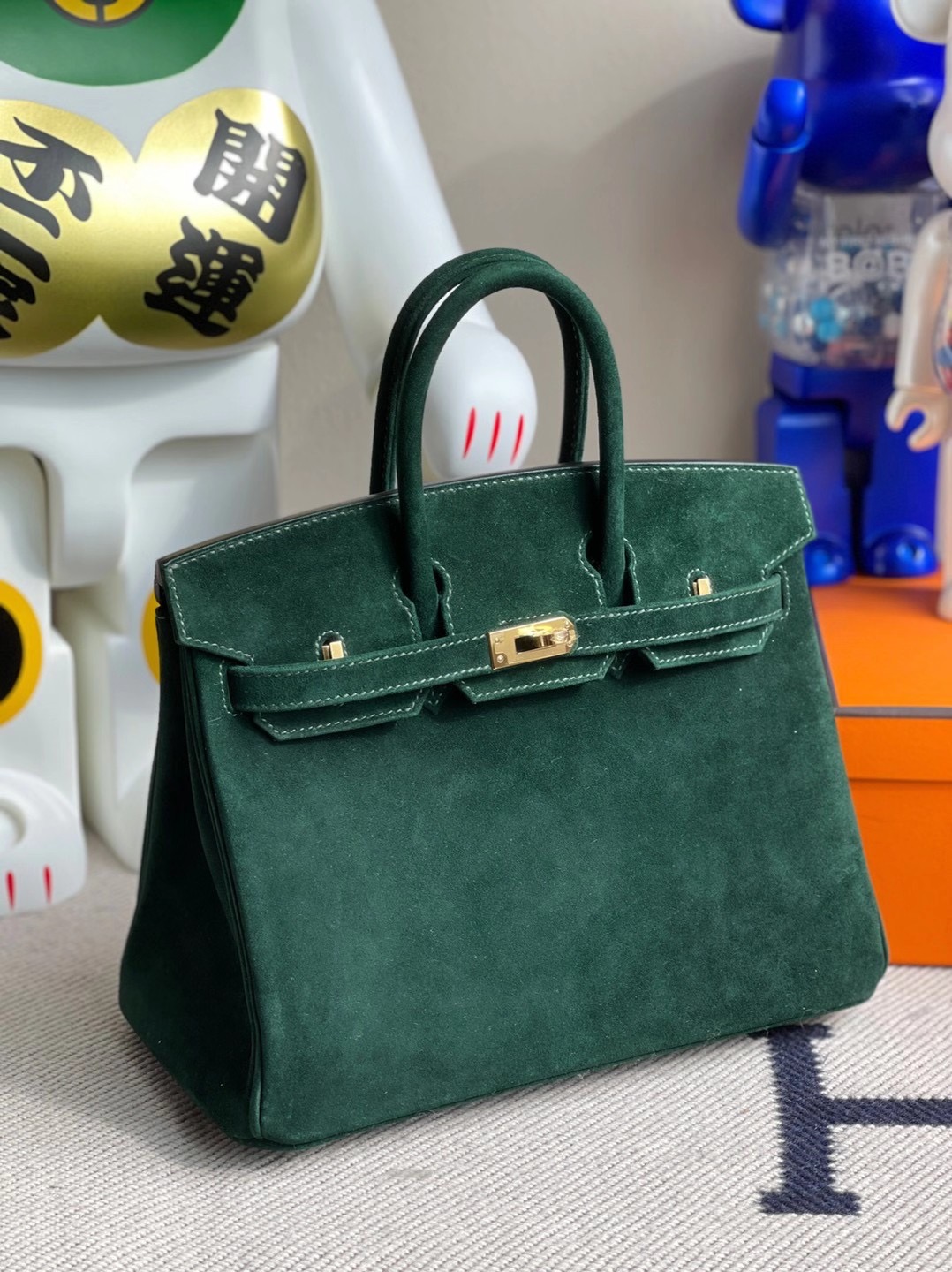 新北市土城區 Hermes Birkin 25cm Boblis Suede 羊皮反絨 麂皮 2Q Vert Anglais 英國綠