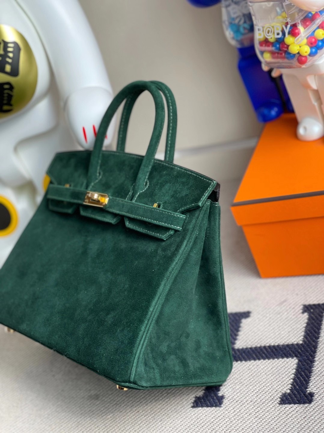 新北市土城區 Hermes Birkin 25cm Boblis Suede 羊皮反絨 麂皮 2Q Vert Anglais 英國綠