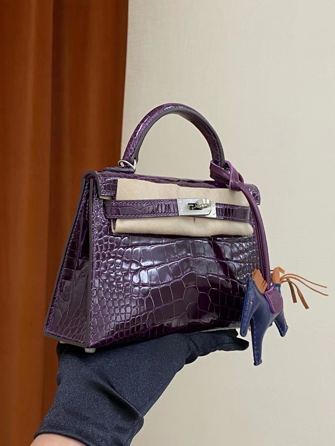 臺中市東區 愛馬仕迷你凱莉二代價格 Hermes Mini kelly II N5 加侖紫 Cassis 美洲鱷魚