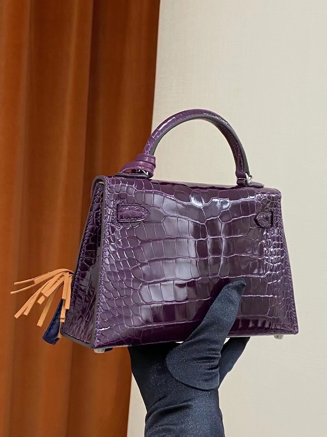 臺中市東區 愛馬仕迷你凱莉二代價格 Hermes Mini kelly II N5 加侖紫 Cassis 美洲鱷魚