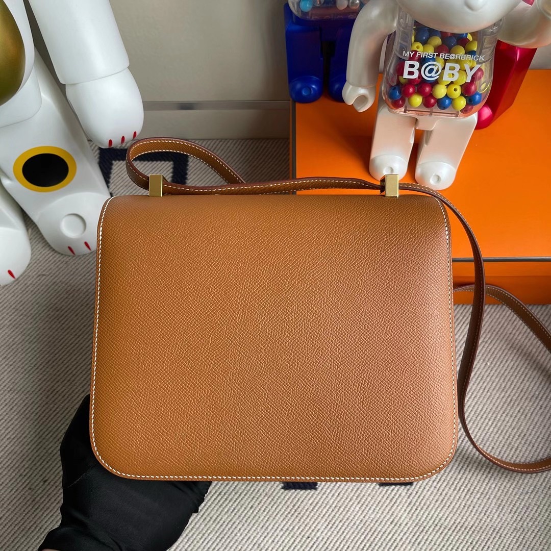 臺灣桃園市桃園區 Hermes Constance MINI Epsom CK37 Gold 金棕色 金扣