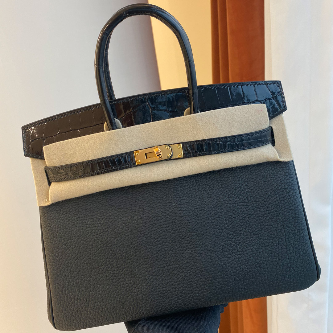 香港島中西區上環Hermes Birkin 25cm Touch CC89 Noir 黑色 Togo 拼 尼羅鱷魚