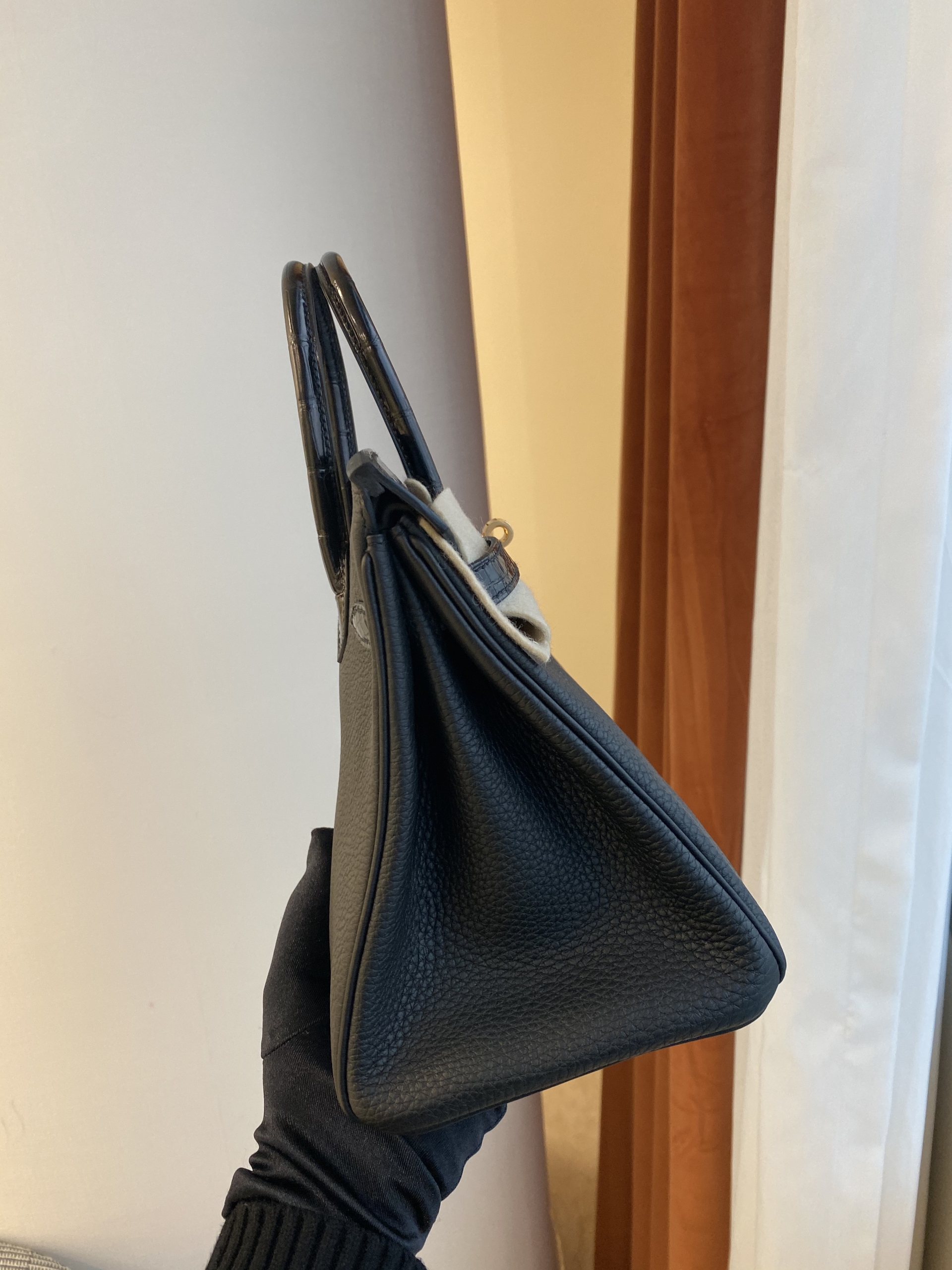 香港島中西區上環Hermes Birkin 25cm Touch CC89 Noir 黑色 Togo 拼 尼羅鱷魚