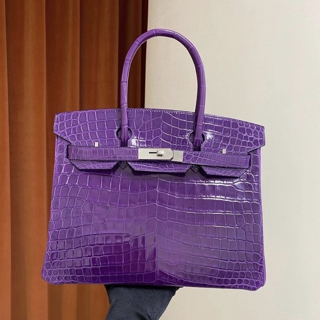 愛馬仕2021年刻印 Z 刻印 愛馬仕鉑金包定制多少錢 Hermes Birkin 30cm 尼羅鱷魚 紫色