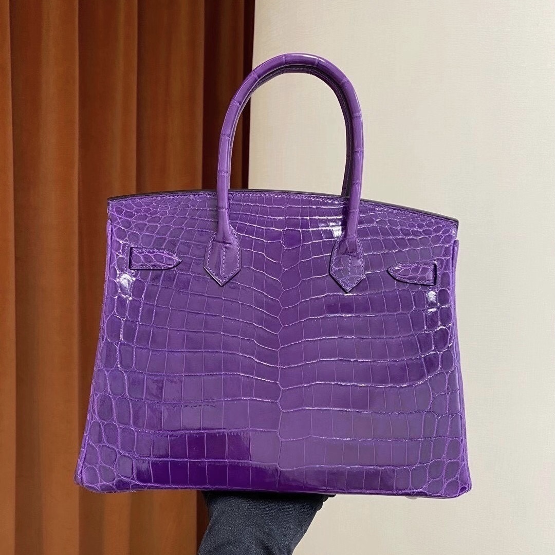 愛馬仕2021年刻印 Z 刻印 愛馬仕鉑金包定制多少錢 Hermes Birkin 30cm 尼羅鱷魚 紫色