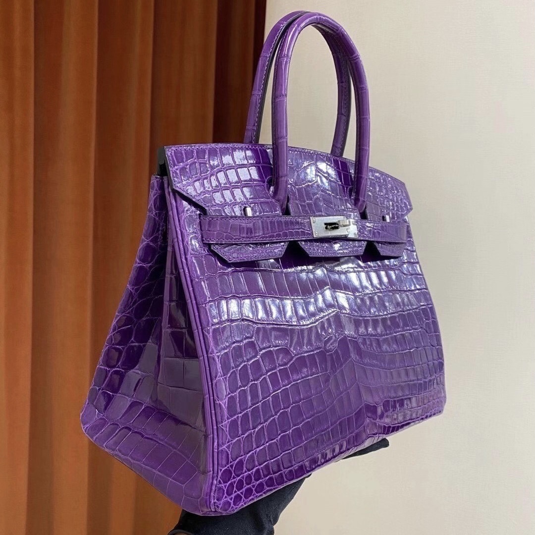 愛馬仕2021年刻印 Z 刻印 愛馬仕鉑金包定制多少錢 Hermes Birkin 30cm 尼羅鱷魚 紫色