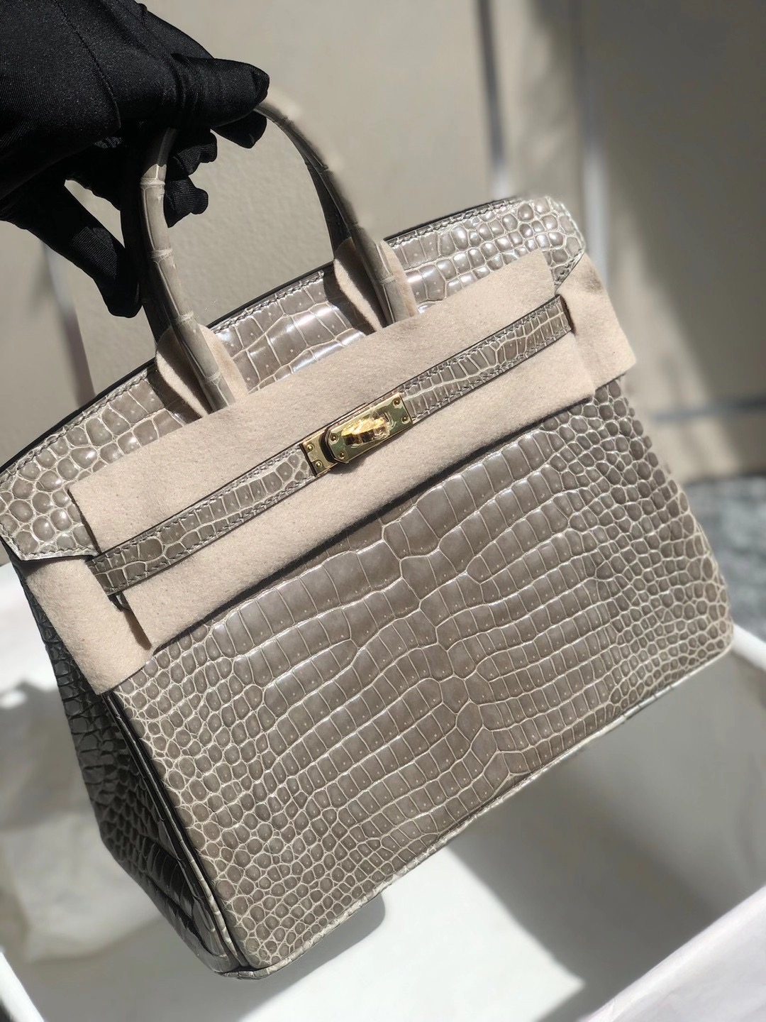 愛馬仕包包 Hermes Birkin 25cm 灣鱷供珠 81 Gris Tourterelle Porosus Crocodile