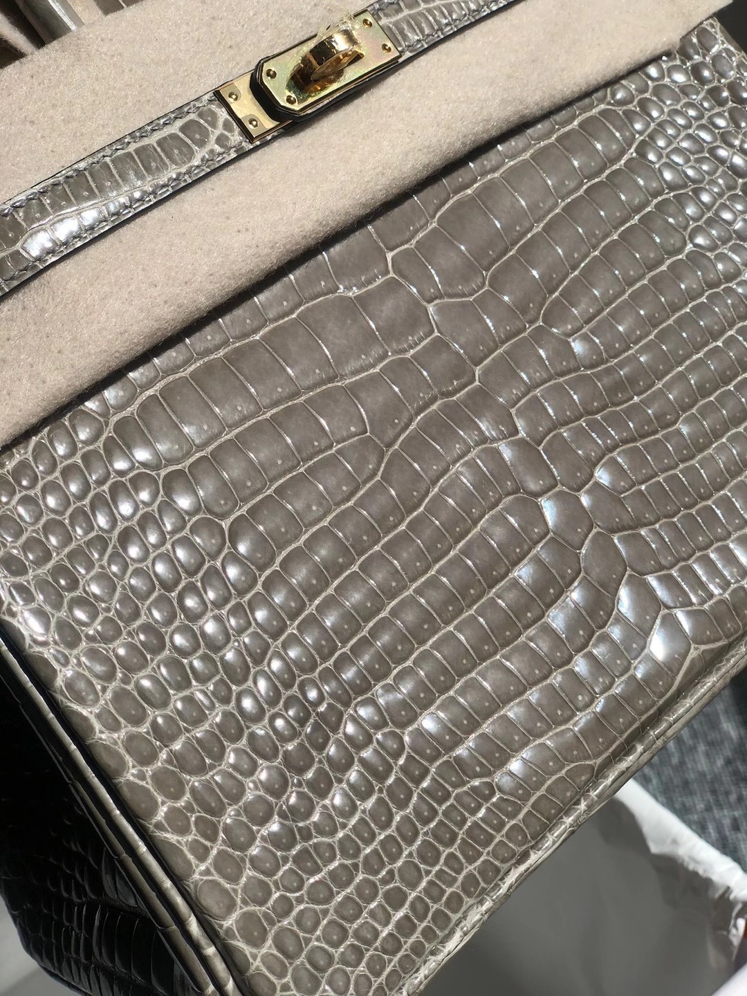 愛馬仕包包 Hermes Birkin 25cm 灣鱷供珠 81 Gris Tourterelle Porosus Crocodile