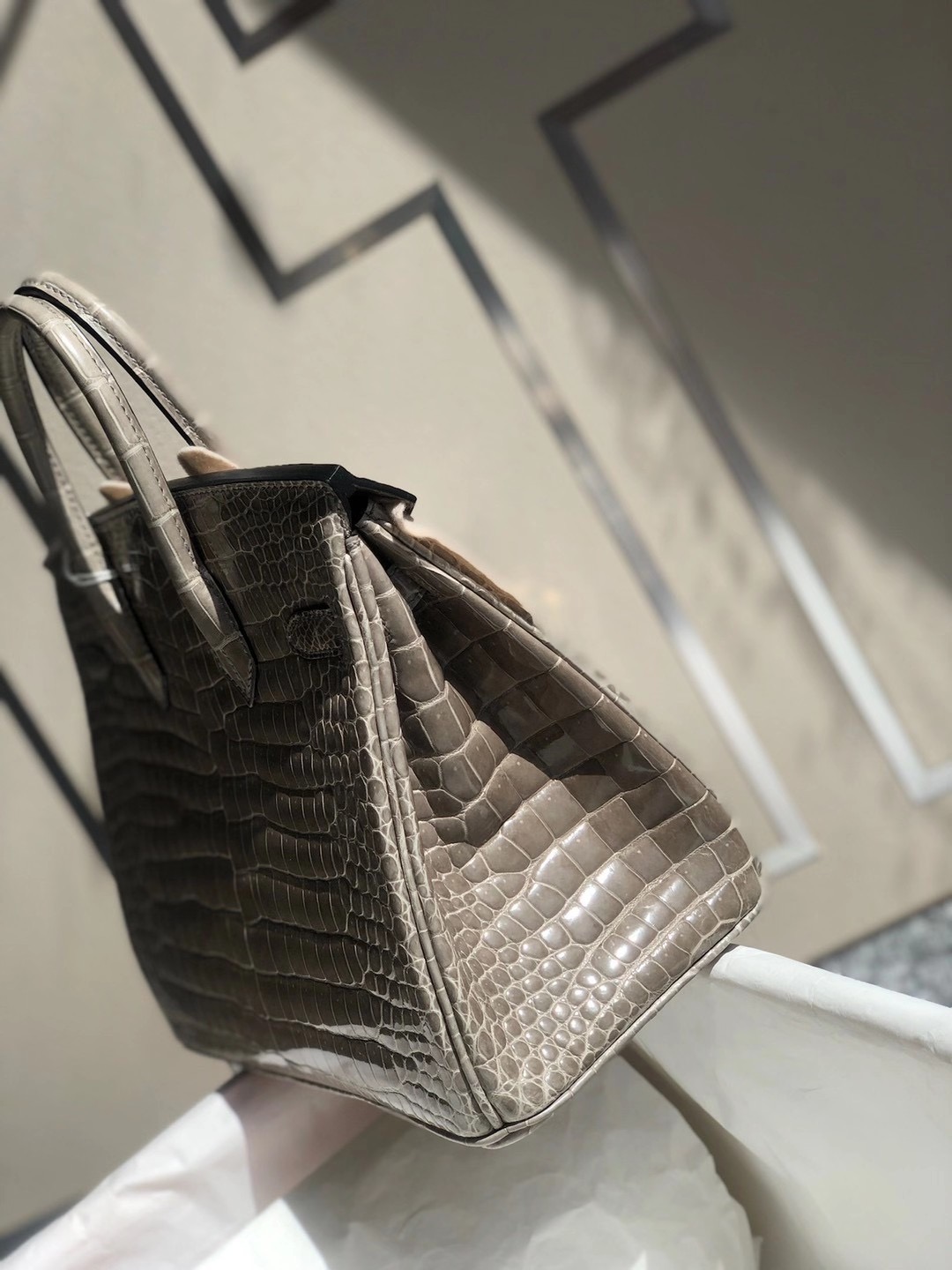 愛馬仕包包 Hermes Birkin 25cm 灣鱷供珠 81 Gris Tourterelle Porosus Crocodile