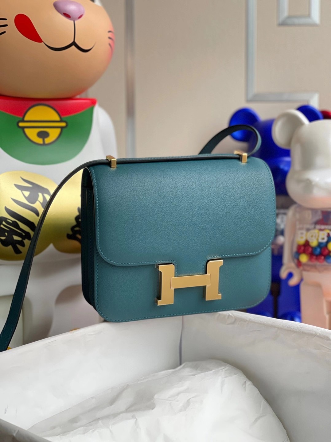 愛馬仕康斯坦斯包圖片大全 Hermes Constance 19cm Evercolor W0 Vert Bosphore 博斯普魯斯綠