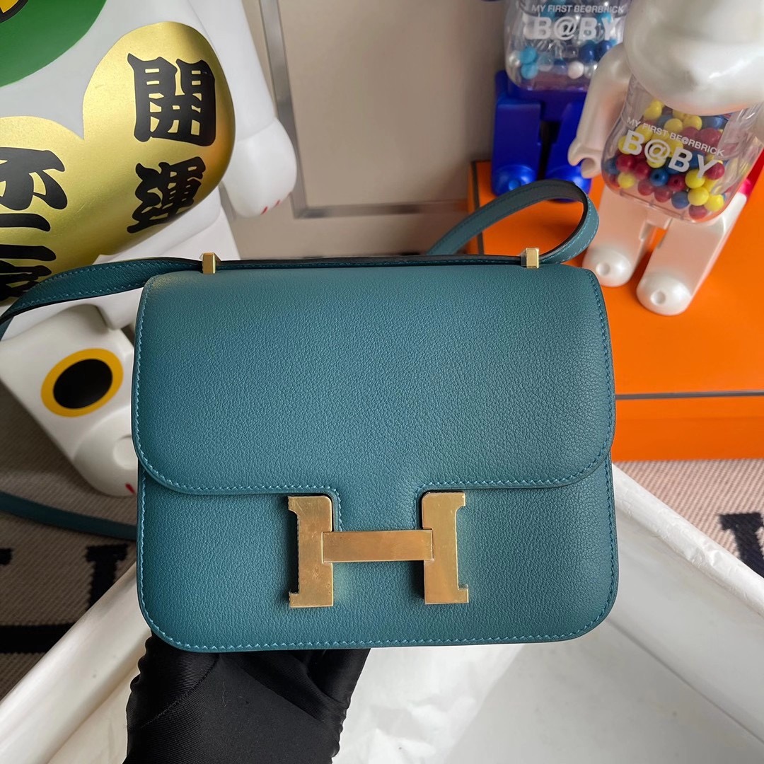 愛馬仕康斯坦斯包圖片大全 Hermes Constance 19cm Evercolor W0 Vert Bosphore 博斯普魯斯綠