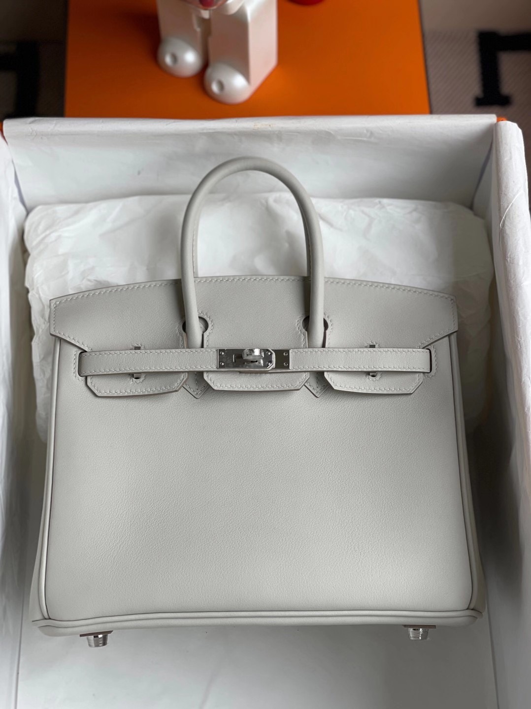 愛馬仕鉑金包刻印在哪個位置 2021年 Z刻 Hermes Birkin 25cm Swift 80 grey pearl 珍珠灰