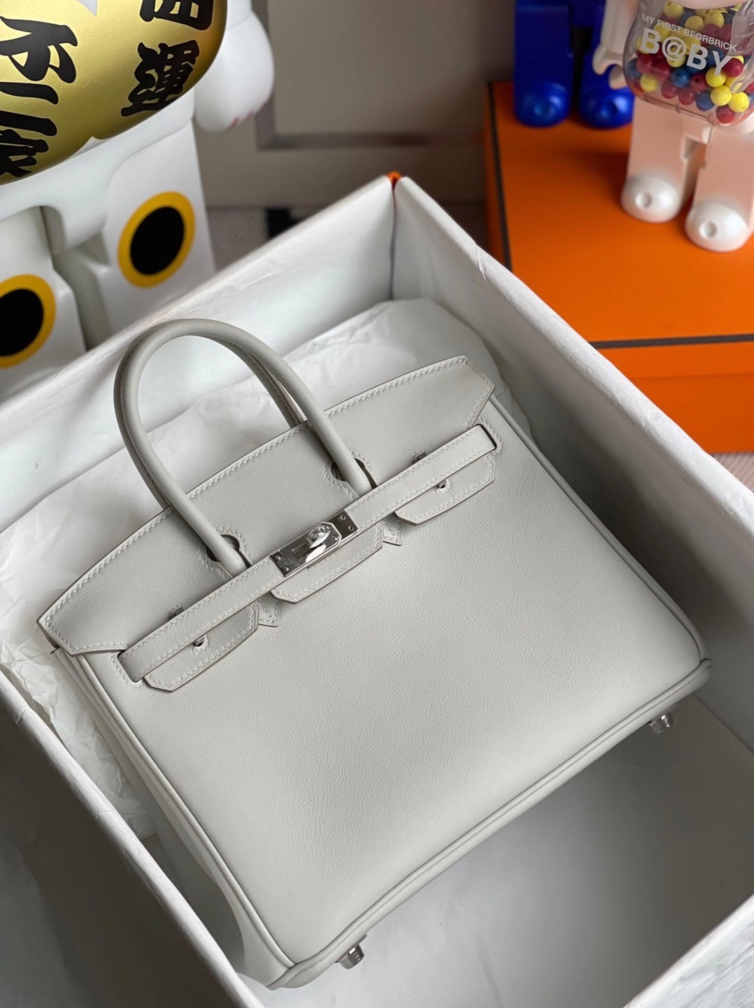 愛馬仕鉑金包刻印在哪個位置 2021年 Z刻 Hermes Birkin 25cm Swift 80 grey pearl 珍珠灰