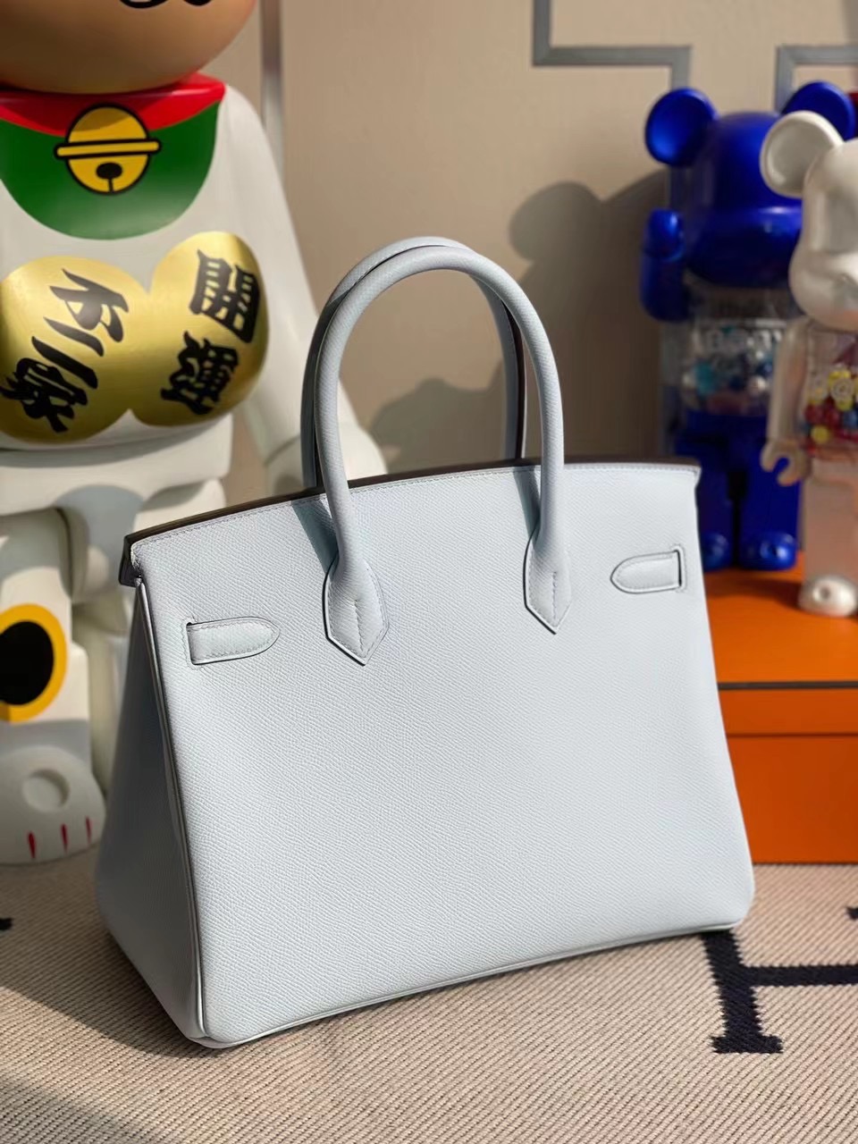 桃園市愛馬仕2021年刻印 Z 刻 Hermes Birkin 30cm Epsom T0 Blue Brume 霧藍色