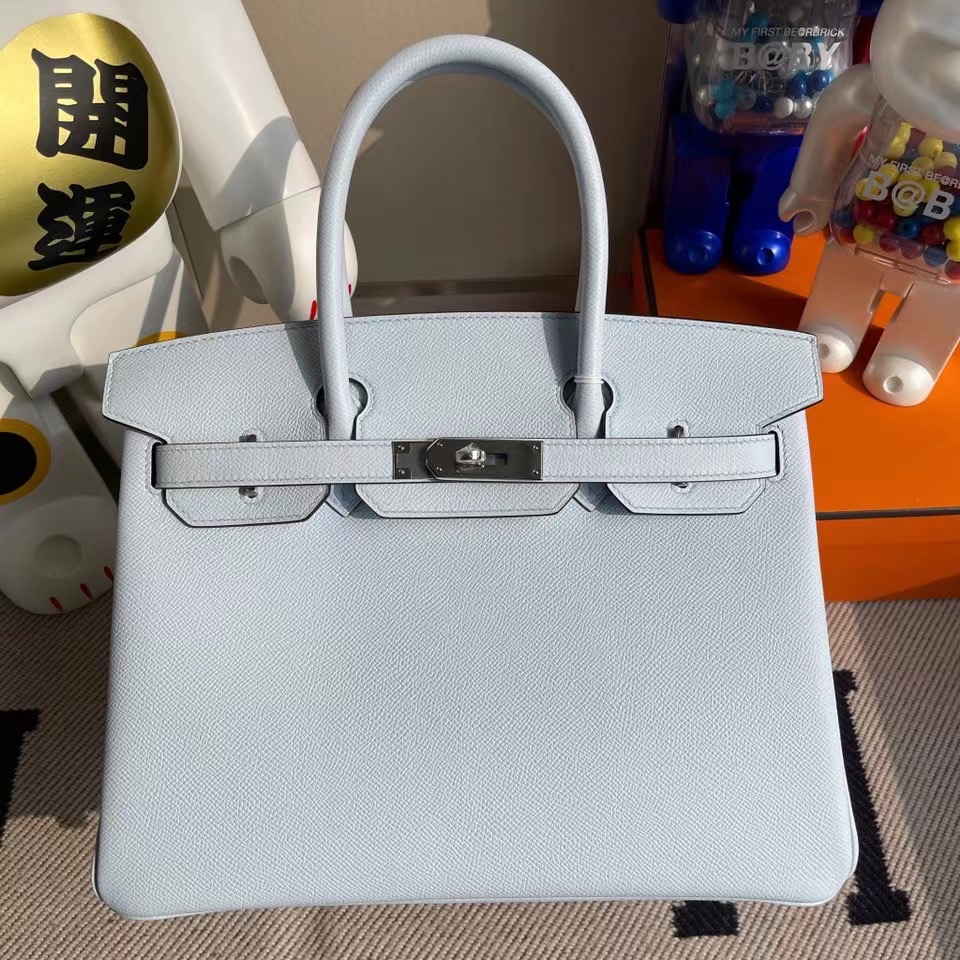 桃園市愛馬仕2021年刻印 Z 刻 Hermes Birkin 30cm Epsom T0 Blue Brume 霧藍色