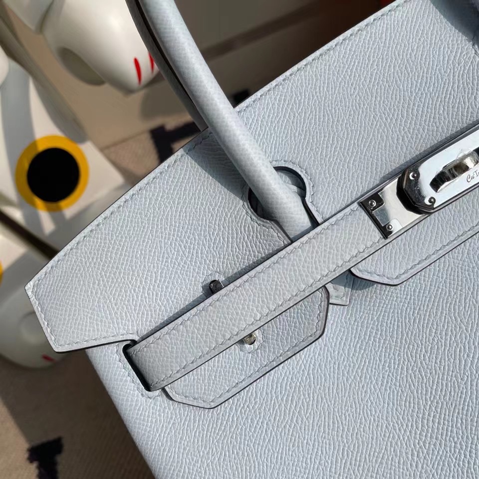 桃園市愛馬仕2021年刻印 Z 刻 Hermes Birkin 30cm Epsom T0 Blue Brume 霧藍色