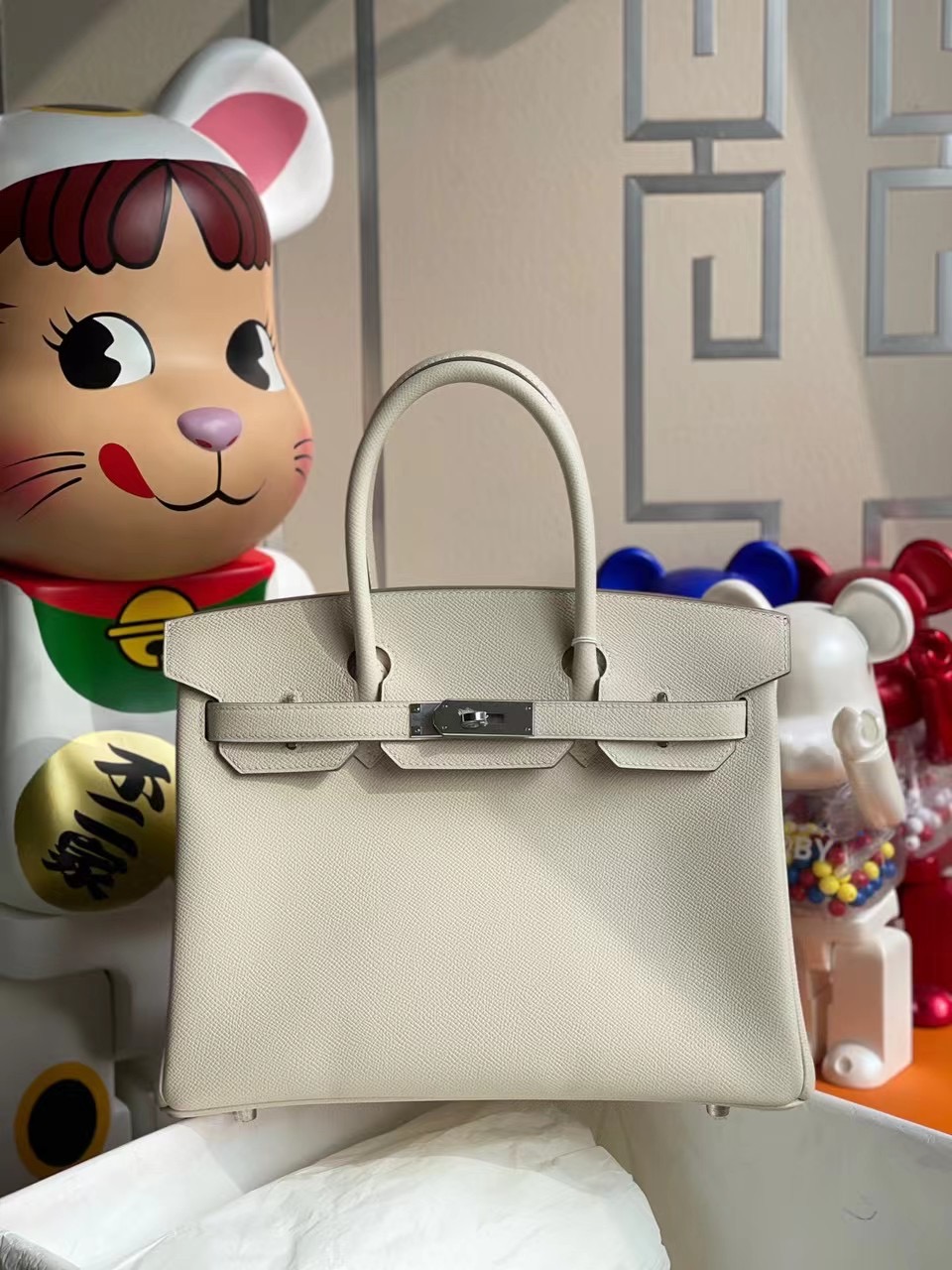 臺灣高雄市愛馬仕鉑金包圖片 Hermes Birkin 30cm Epsom CK10 Craie 奶昔白