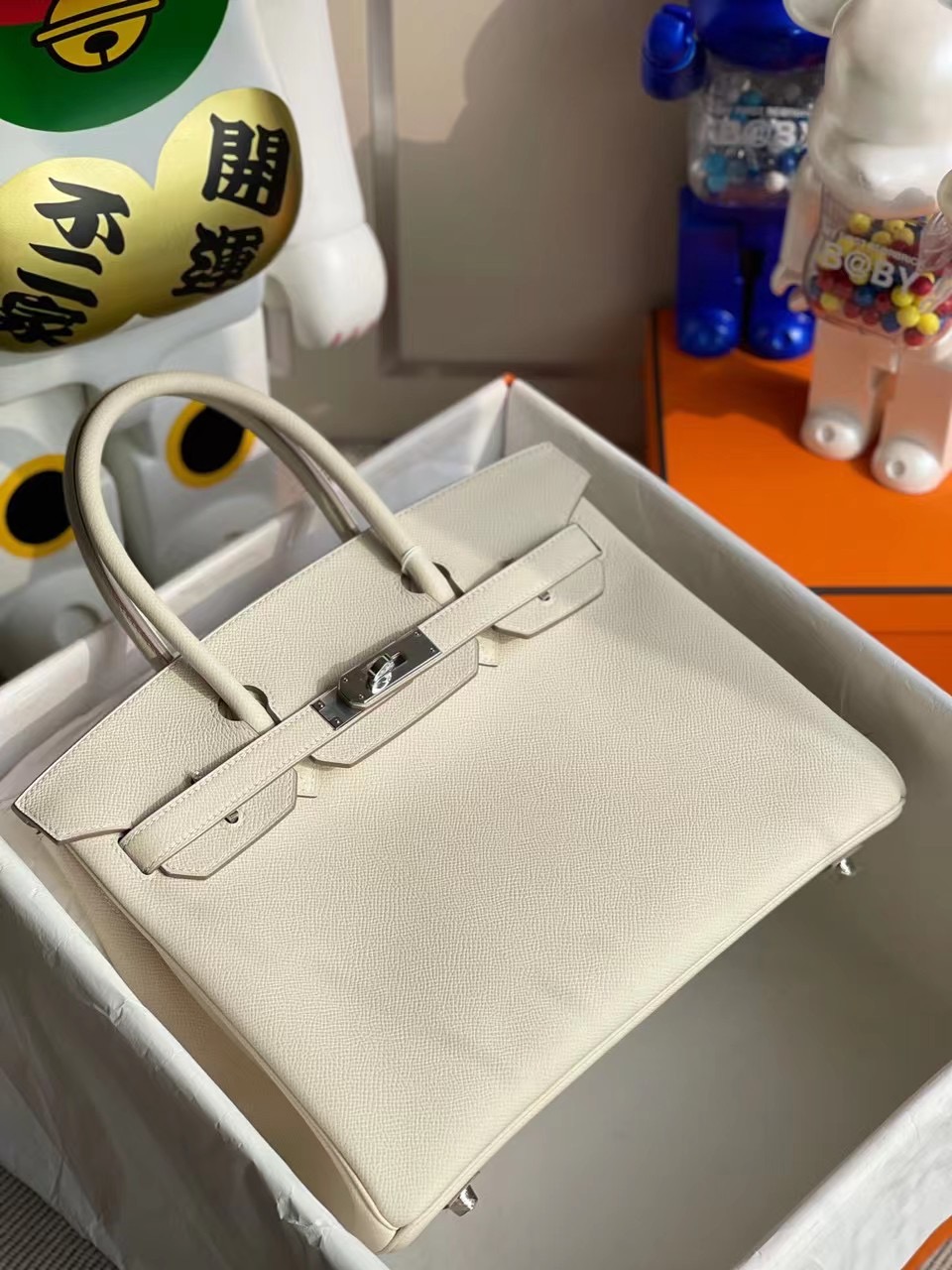 臺灣高雄市愛馬仕鉑金包圖片 Hermes Birkin 30cm Epsom CK10 Craie 奶昔白