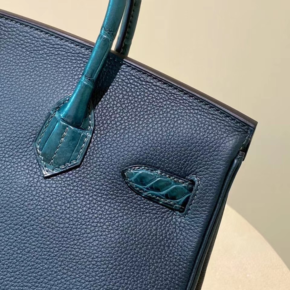 新竹市愛馬仕鉑金包 Hermes Birkin 30cm Touch 6O Vert Cypres 松柏綠 Togo/霧面美洲鱷魚