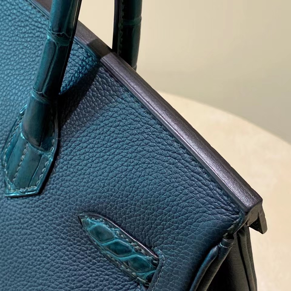 新竹市愛馬仕鉑金包 Hermes Birkin 30cm Touch 6O Vert Cypres 松柏綠 Togo/霧面美洲鱷魚