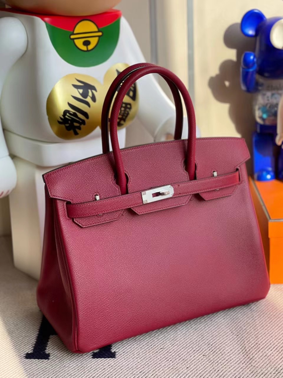 臺灣高雄市鼓山區 Hermes Birkin 30cm Epsom K1 Rouge Grenat 石榴紅银扣