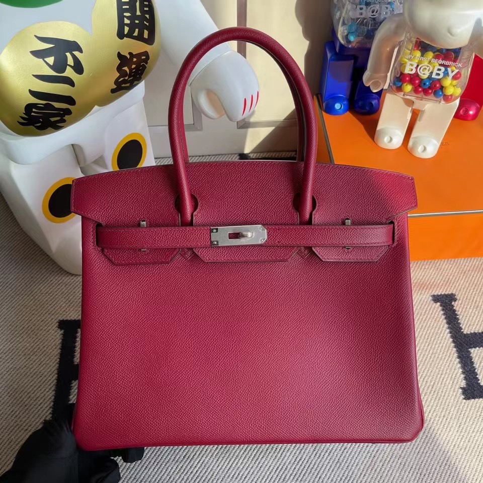 臺灣高雄市鼓山區 Hermes Birkin 30cm Epsom K1 Rouge Grenat 石榴紅银扣