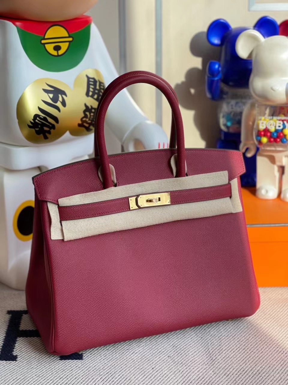 臺灣新竹市愛馬仕鉑金包 Hermes Birkin 30cm Epsom K1 Rouge Grenat 石榴紅