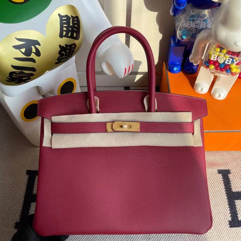 臺灣新竹市愛馬仕鉑金包 Hermes Birkin 30cm Epsom K1 Rouge Grenat 石榴紅