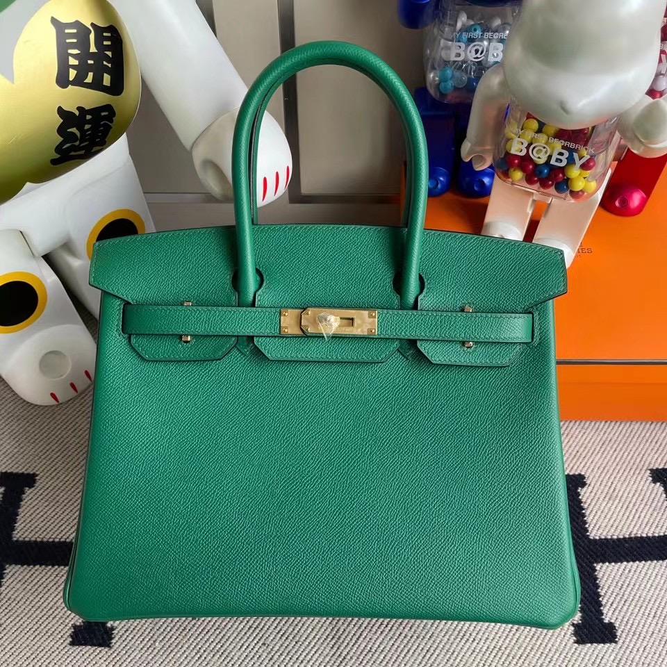 高雄市大寮區 愛馬仕 Hermes Birkin 30cm Epsom U4 Vert Verigo 絲絨綠