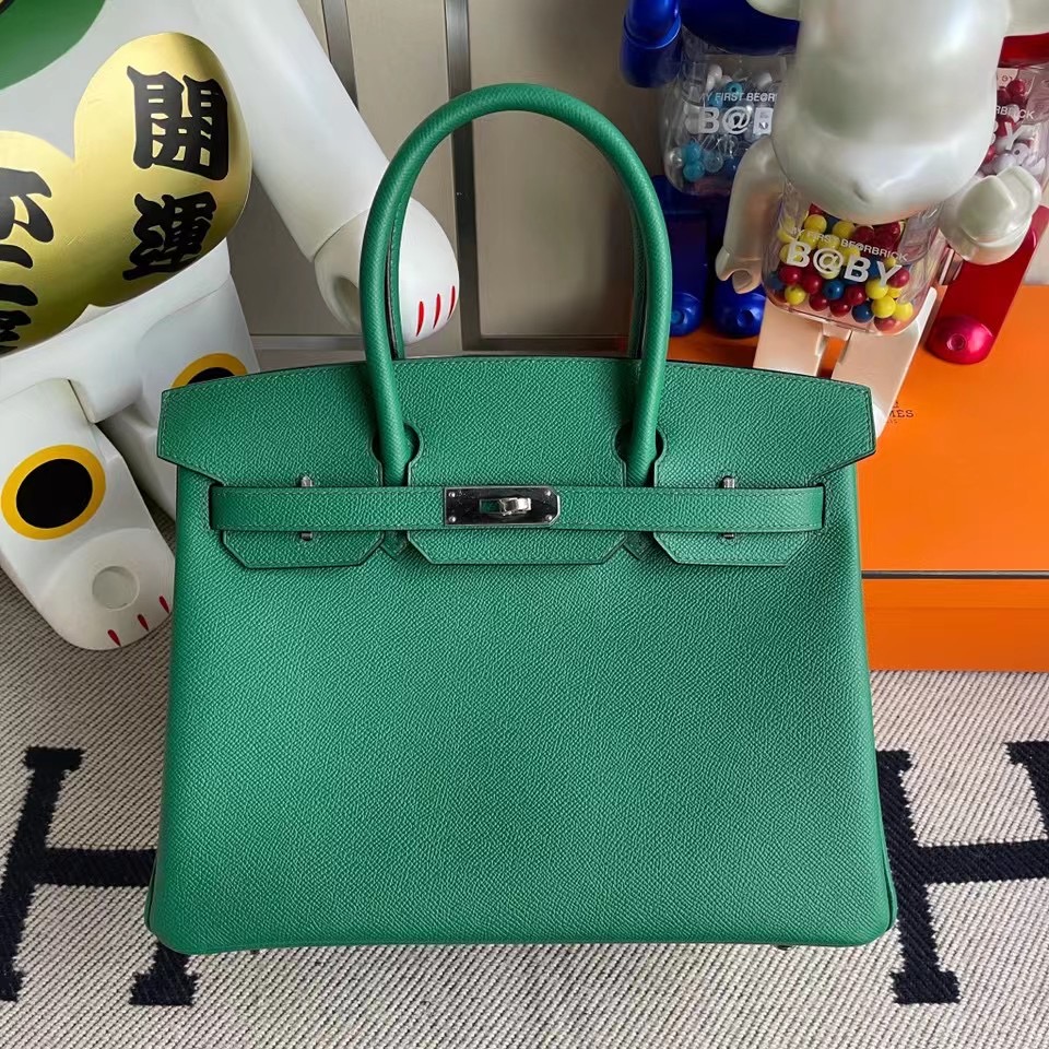 高雄市大寮區 愛馬仕 Hermes Birkin 30cm Epsom U4 Vert Verigo 絲絨綠