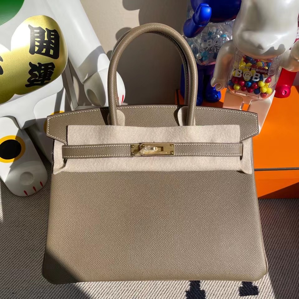 愛馬仕鉑金包2020年刻印 Y刻 Hermes Birkin 30cm Epsom CK18 Etoupe 大象灰