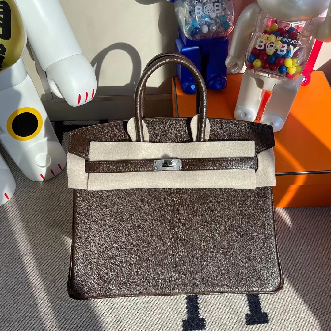 高雄市阿蓮區 Hermes Birkin 25cm Chevre Mysore 山羊皮 CK46 Ebene 烏木色 銀扣