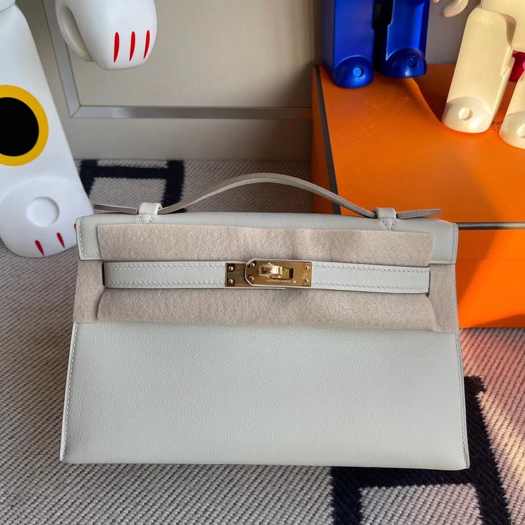 臺北市愛馬仕凱莉迷你一代 Hermes MiniKelly Pochette Swift 80 Gris Pearl 珍珠灰 金扣