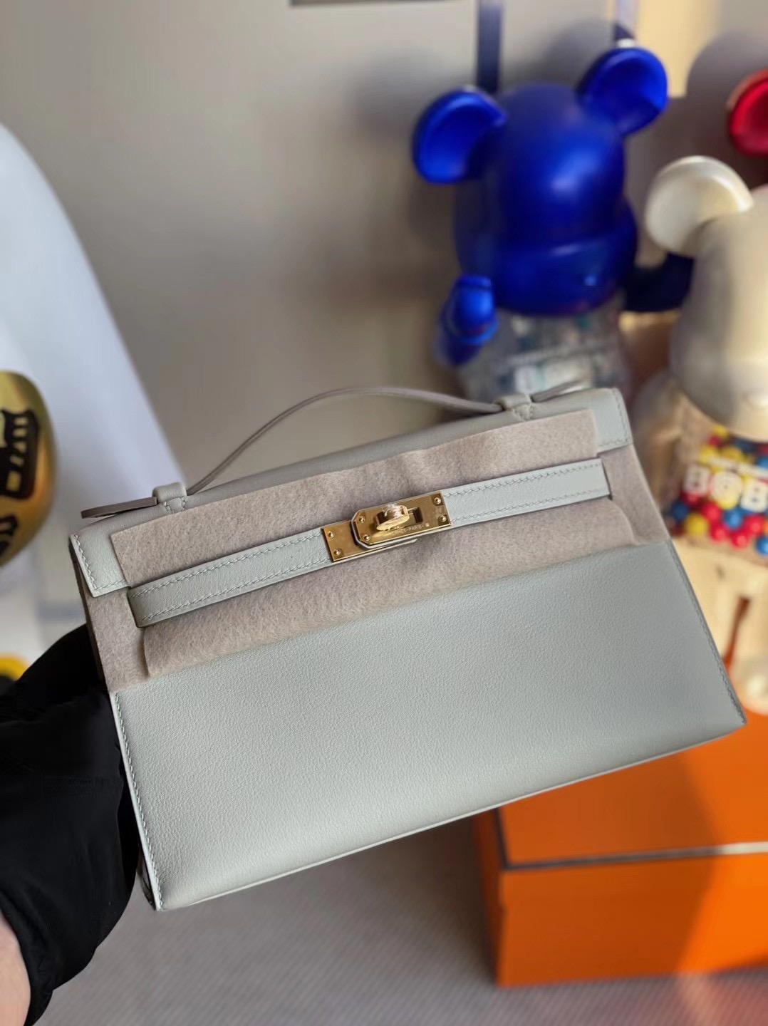 臺北市愛馬仕凱莉迷你一代 Hermes MiniKelly Pochette Swift 80 Gris Pearl 珍珠灰 金扣