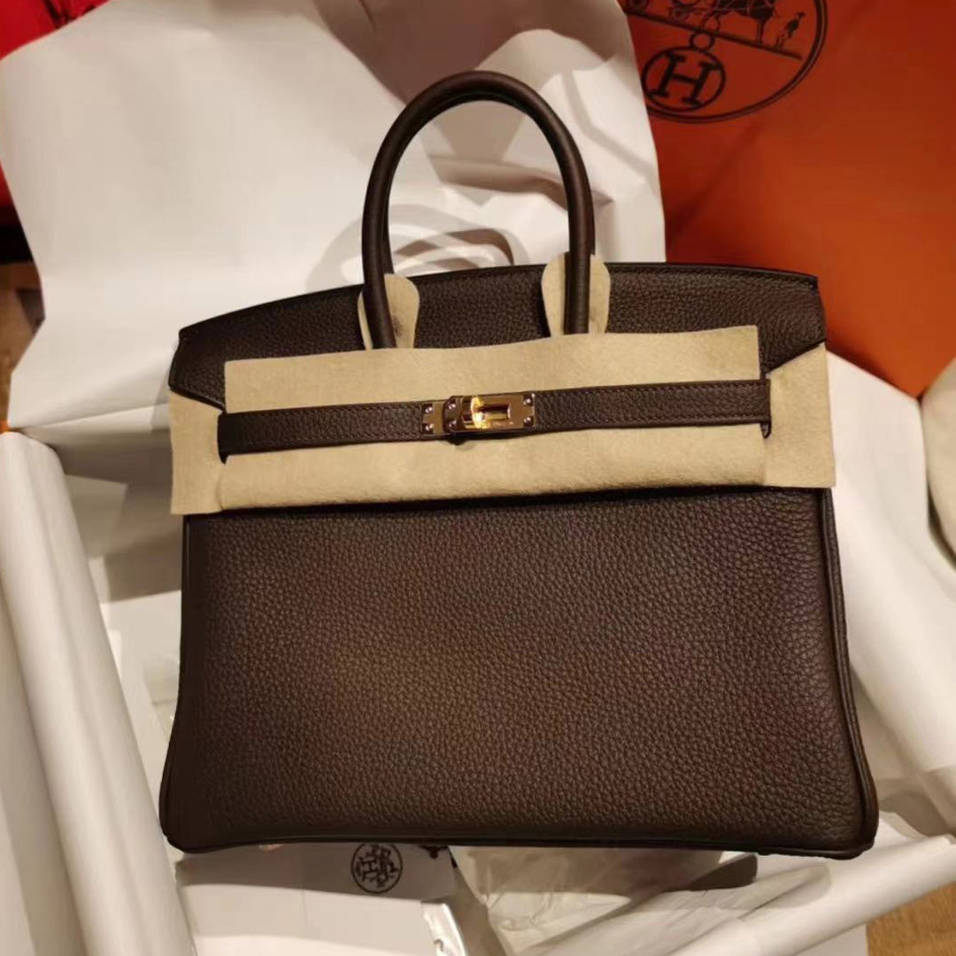 臺北市 愛馬仕2021年刻印 Z刻 Hermes Birkin 25cm Togo CC46 Ebene 烏木色 金扣