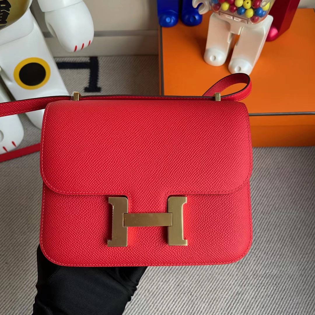 臺北市愛馬仕康斯坦斯包 Hermes Constance 19cm Epsom S3 心紅色 Rouge de coeur